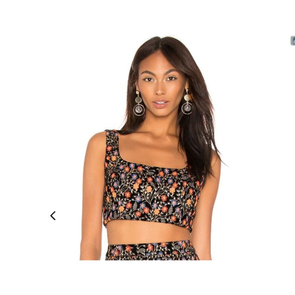 NWT Endless Rose x Revolve Embroidered Flowers Crop Top Size Small